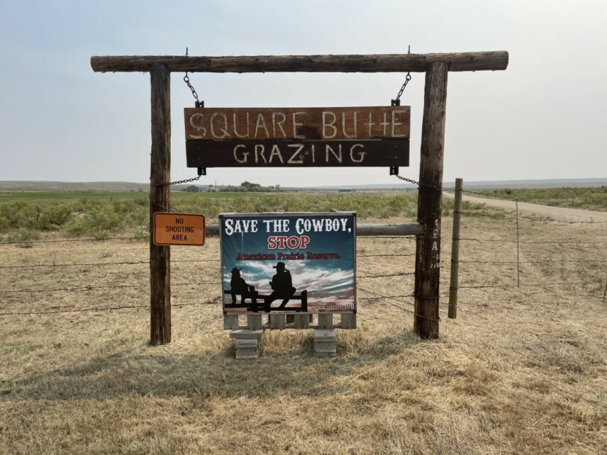Photograph of the entrance to a ranch
