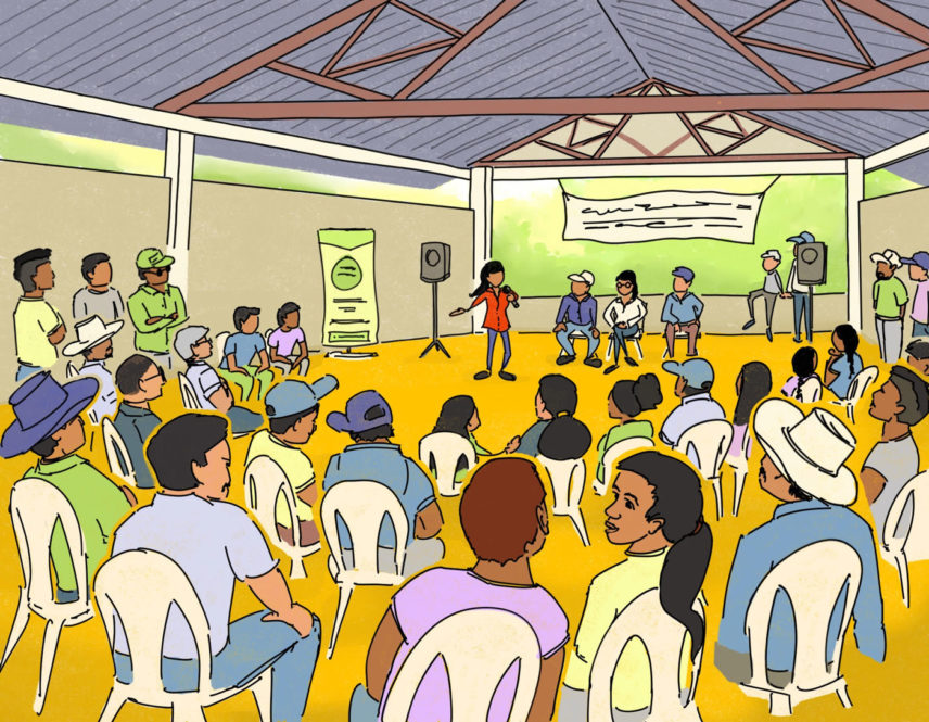 Illustration of a gathering of people