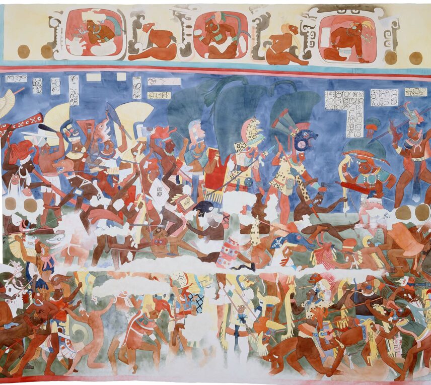 Photograph of a Classic Maya wall mural