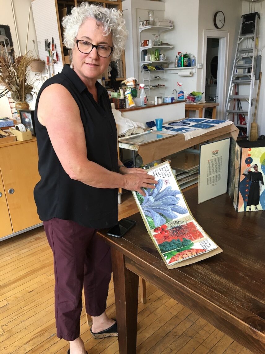 Image of print maker Beth Herman Adler and her COVID-19 Pandemic journal.