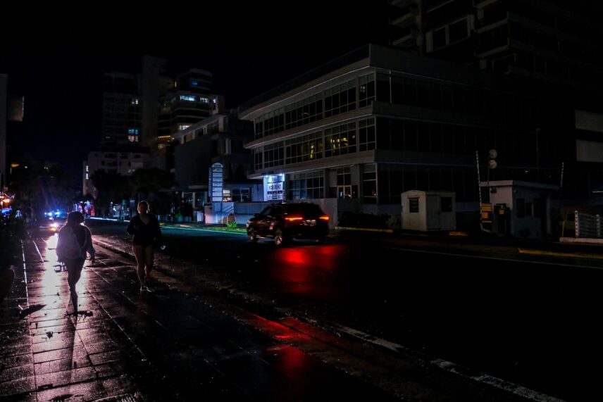 Photograph of a street at night