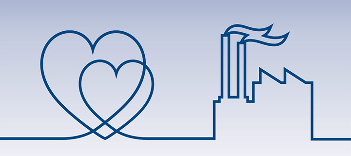 Line art illustration in blue