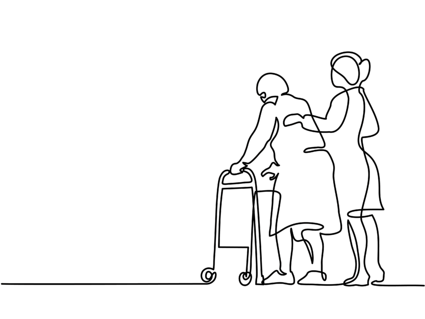 Line drawing of two people