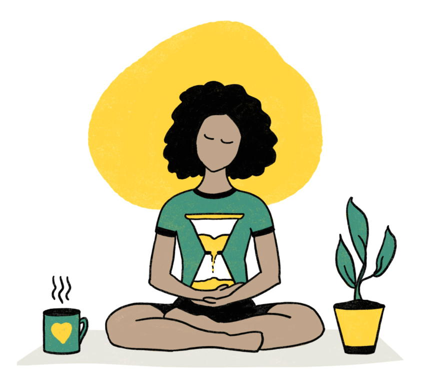 A drawing of person sitting